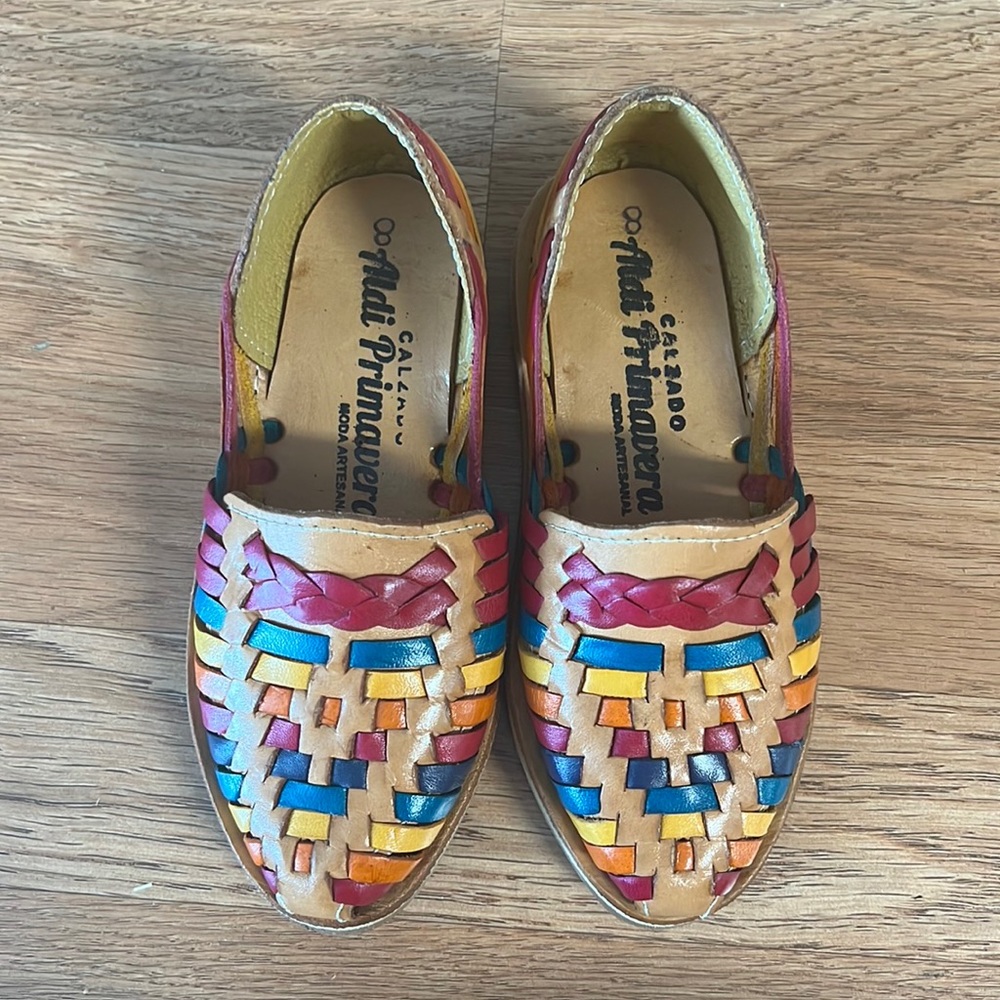 Huaraches from Mexico, US size 10 multi colored. Leather